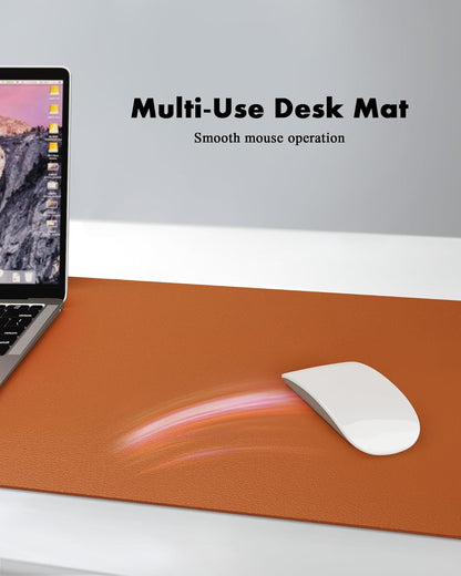 YSAGi Double-Sided Desk Pad, 31.5"x15.7"Leather Desk Mat, Eco Cork Desk Pad Protector,Large Mouse Pad,Waterproof Desk Blotter for Office/Home(Coffee)