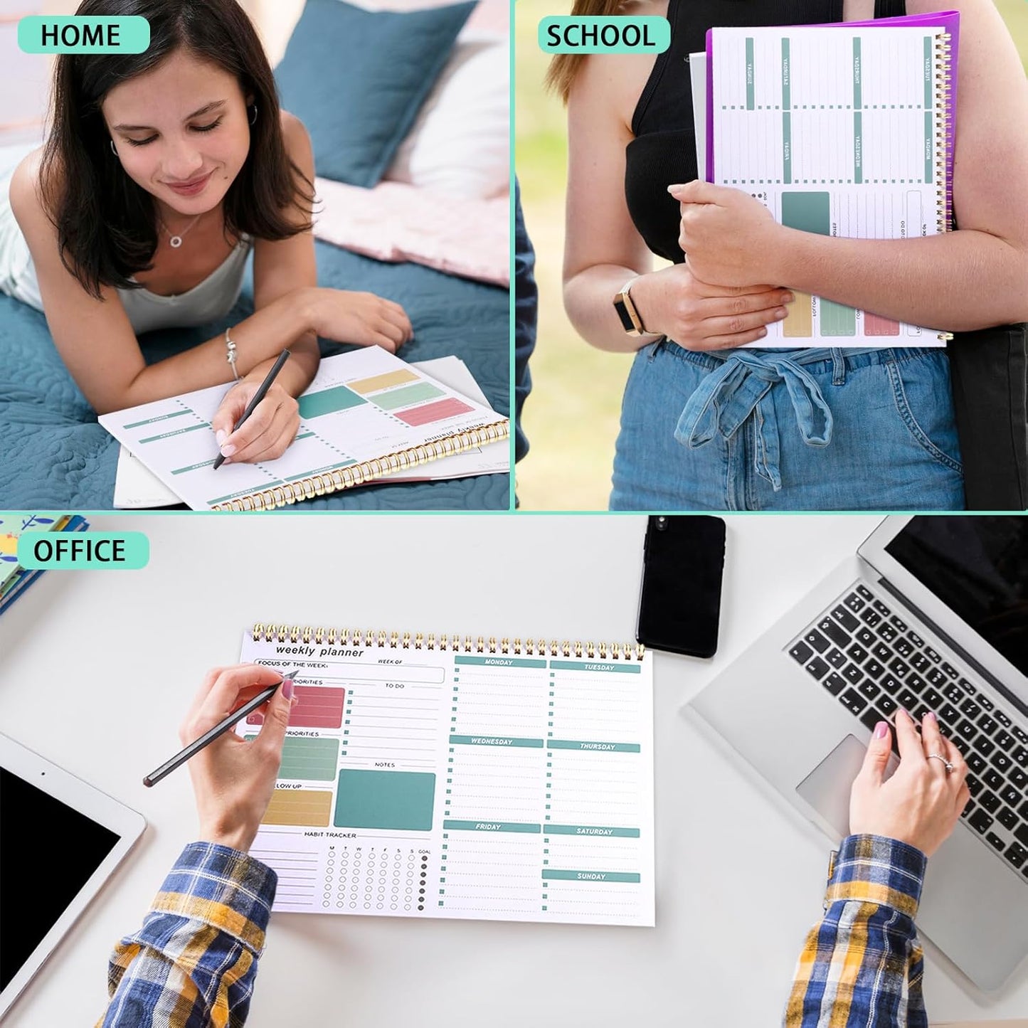 Weekly To Do List Notepad, 8.5''x11'' Weekly Desk Planner with 52 Tear Off Sheets Undated Weekly Planner Habit Tracker & Productivity Organizer for Home and Work, Pink
