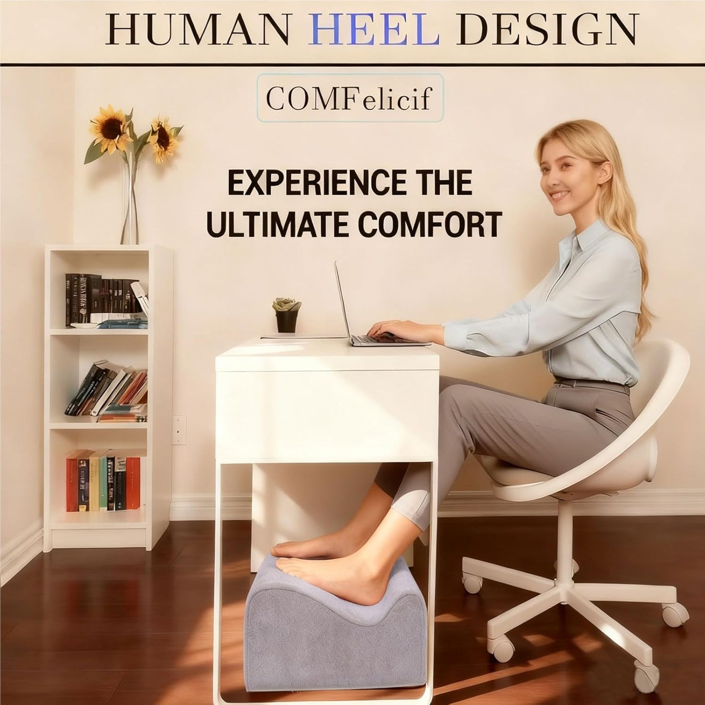 Foot Rest for Under Desk at Work,At Work Soft Ergonomic Footrest,Support Foot Pillow,Heel Chair,Leg Elevation Pillow,(Blue)