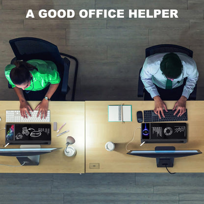 TSJ OFFICE Small Desktop Whiteboard -Glass Dry Erase Board Computer Keyboard Stand White Board Surface Pad with Drawer, Desk Organizers with Accessories for Office, Home, School Supplies - White
