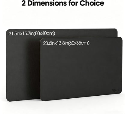 Fenge Desk Pad Mat, Water Resistant Mouse Pad, Double-Sided Mouse Mat with Anti-Slip Cork Base, Faux Leather Desk Blotter for Home Office, Laptop, Mouse, 23.6 x 13.8 Inches, Black