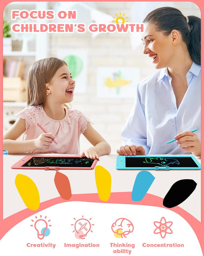 Bravokids 12 Inch LCD Writing Tablet for 3 Year Olds - Electronic Drawing Pad and Doodle Board as Educational Birthday Gifts for Girls and Boys (Pink)