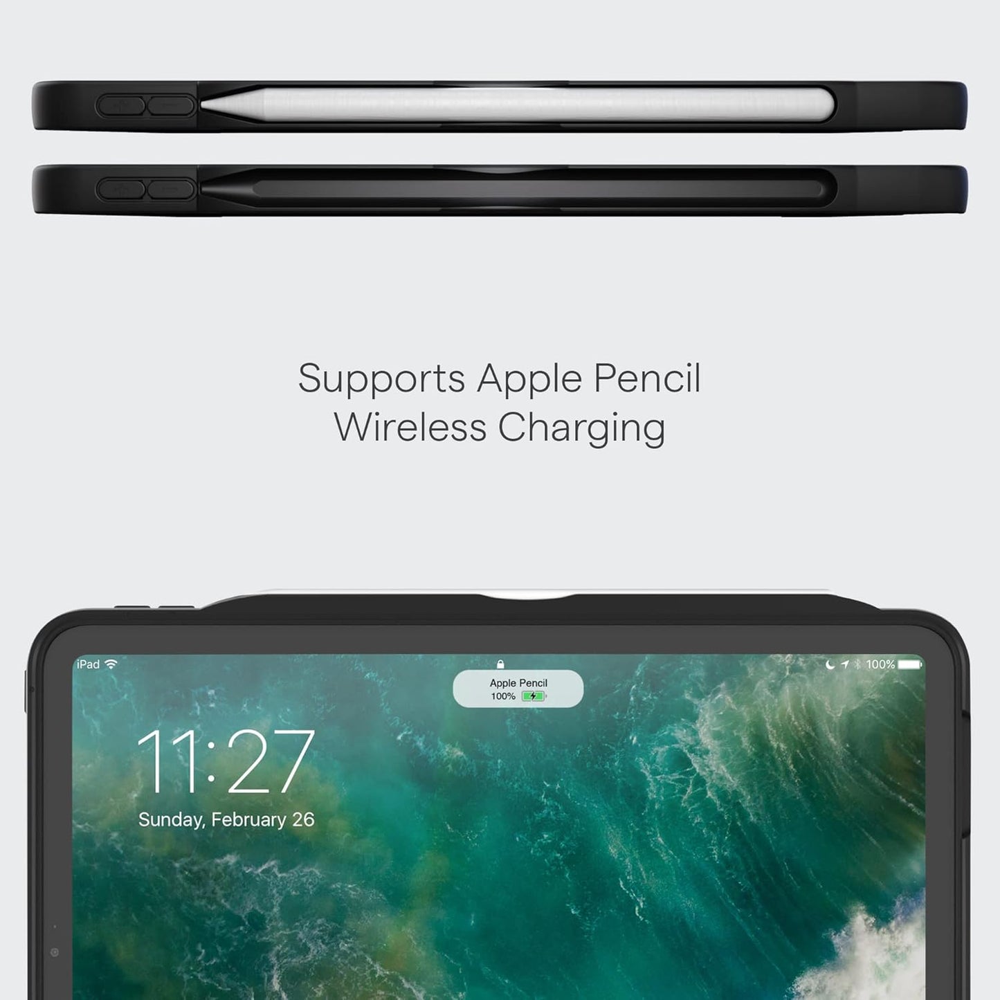 Zugu Case for iPad Air 13 Inch M4 2026, M3 2025 & M2 &/12.9 inch (3rd/4th Gen), Slim Protective Cover with Apple Pencil Charging & Storage, Auto Wake/Sleep, Multiple Viewing Angles (Black)