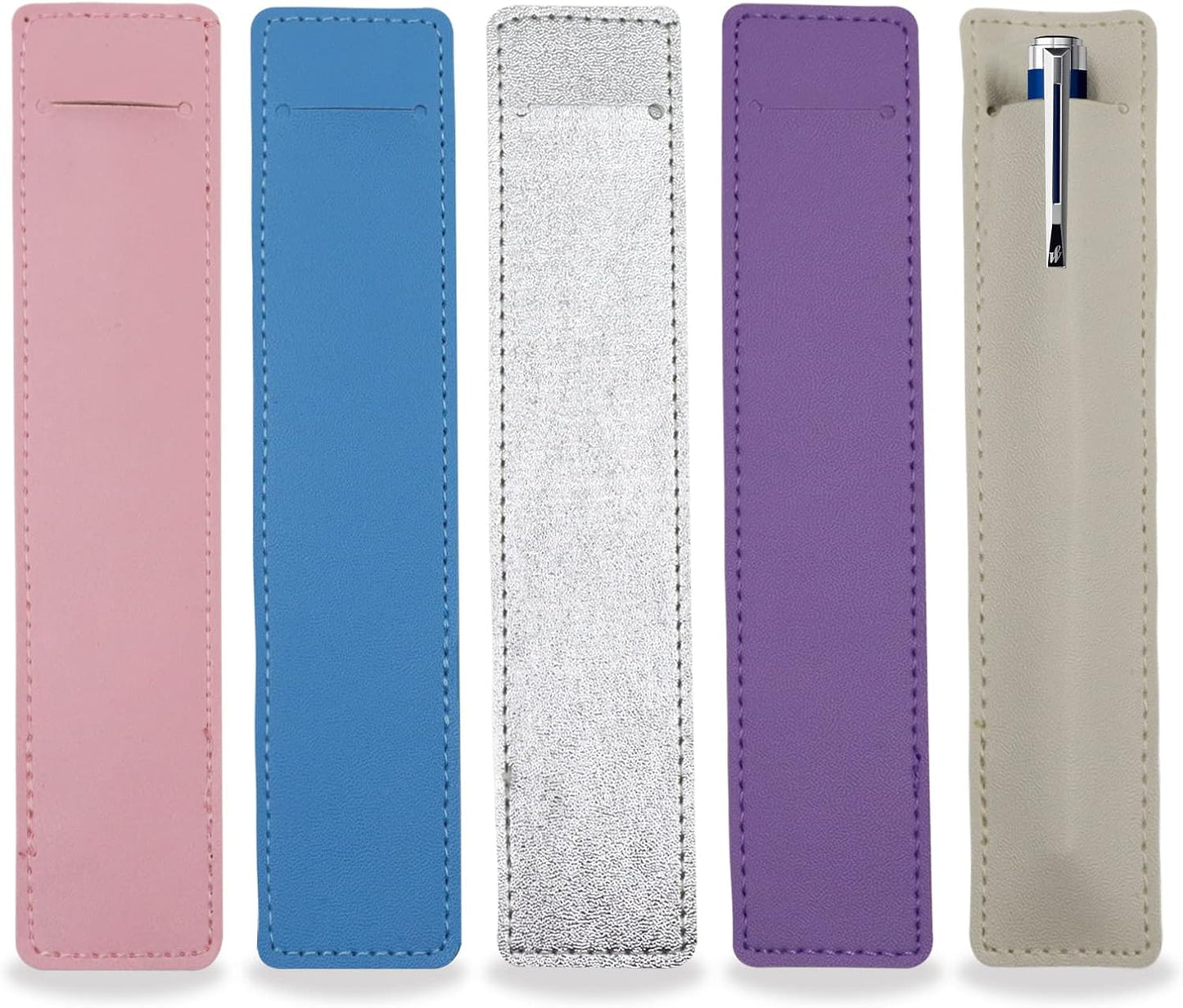 5Pcs Leather Single Fountain Pen Case, Soft Pen Sleeve Pouch for Men Women, Ballpoint Pencil Protective Cover Holder for Office, Business Gift (Black)