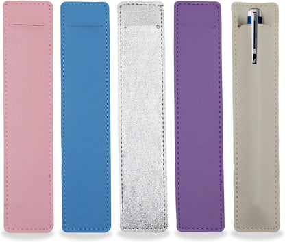 5Pcs Leather Single Fountain Pen Case, Soft Pen Sleeve Pouch for Men Women, Ballpoint Pencil Protective Cover Holder for Office, Business Gift (Black)