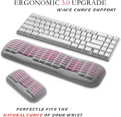 UnivoColors Ergonomic Mouse Wrist Rest,Latest 3.0 Wave Curve Design,High-Resilience Memory Foam Non-Slip Base,Reduces Wrist Fatigue,Ideal for Office Gaming & Long Hours of Use(Black)