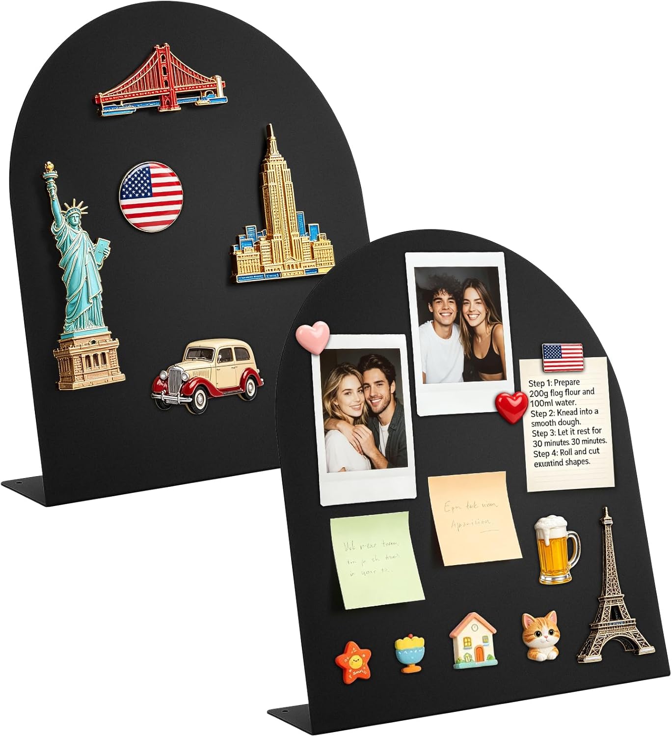 2 Pack Magnet Board 12.6x11 Inch Magnetic Display Board Black Metal with Stand for Home School Kitchen Office