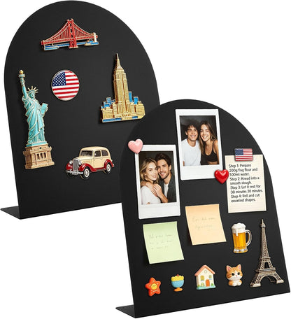 2 Pack Magnet Board 12.6x11 Inch Magnetic Display Board Black Metal with Stand for Home School Kitchen Office