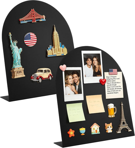 2 Pack Magnet Board 12.6x11 Inch Magnetic Display Board Black Metal with Stand for Home School Kitchen Office