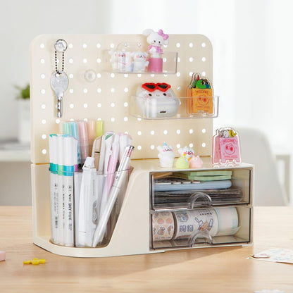 Comix 360° Rotating Pen Holder for Desk, Cute Pencil Holder Pen Organizer, Green Acrylic Pencil Cup Caddy with 5 Slots for Home School Office Supplies