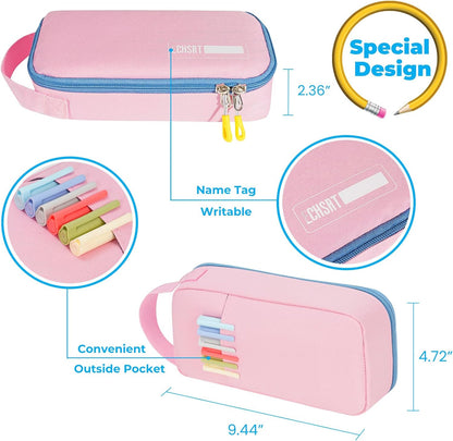 ECHSRT Big Pencil Case, Aesthetic Portable Zipper Pencil Bag with Hidden Pocket, Special Pouch for Men Women Adults, Stationery Organizer Pen Cases for Office Travel,Black
