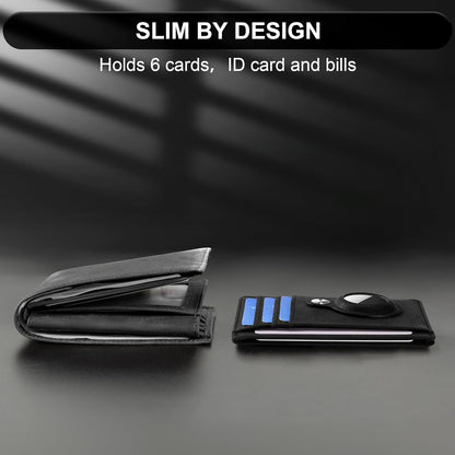 Slim Minimalist Front Pocket Air Tag Wallet, RFID Blocking Card Holder Wallet with Airtag Holder
