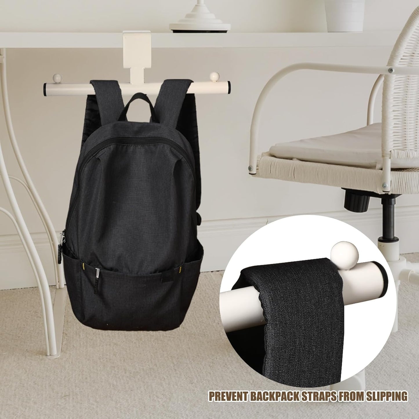 Geelin 1 Pcs White Heavy-Duty Bag Hook for Desk or Table Bag Hanger Backpack Holder Purse Hook Table Handbag Hanger Organizer Storage Under Desk for Office Classroom Dorm Accessories