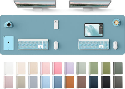 YSAGi Leather Desk Pad Protector, Office Desk Mat, Large Mouse Pad, Non-Slip PU Leather Desk Blotter, Waterproof Laptop Desk Writing Pad for Office and Home (23.6" x 13.8", Eggshell) - Colors A