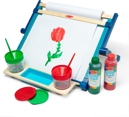 Melissa & Doug Magnetic Tabletop Easel, Deluxe Double-Sided Wooden Art Set with Chalkboard, Dry-Erase Board, Paper Roll Holder, Magnets & Art Supplies, Preschool Learning Toys for Kids Ages 3+