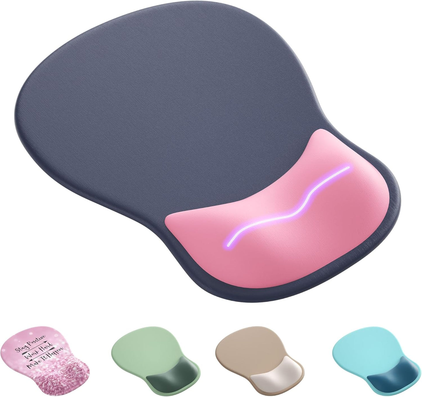 Ergonomic Mouse Pad with Wrist Rest,Cute Gel Mousepad Wrist Support - Small Mini Portable for Travel Mouse Pads for Desk Laptop,Computer,Office & Home Decor (Pink&Light Pink)
