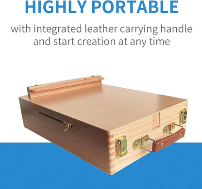 Falling in Art Wooden Tabletop Easel, Beech Wood Sketchbox Desktop Easel for Painting, Portable Art Drawing Easel for Beginners and Professionals