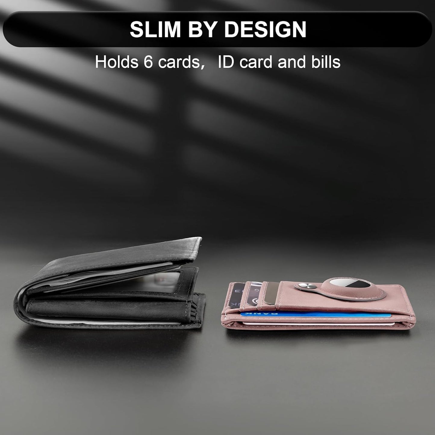 Slim Minimalist Front Pocket Air Tag Wallet, RFID Blocking Card Holder Wallet with Airtag Holder