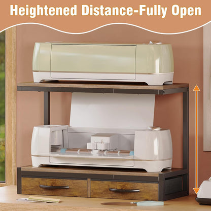 VENNQD Stand Compatible with Cricut Maker and Cricut Explore Air Series Stand Legs for 2 Cricut Machines Fully Open 2 Tier Desktop Craft Accessories Storage Organizer (White)