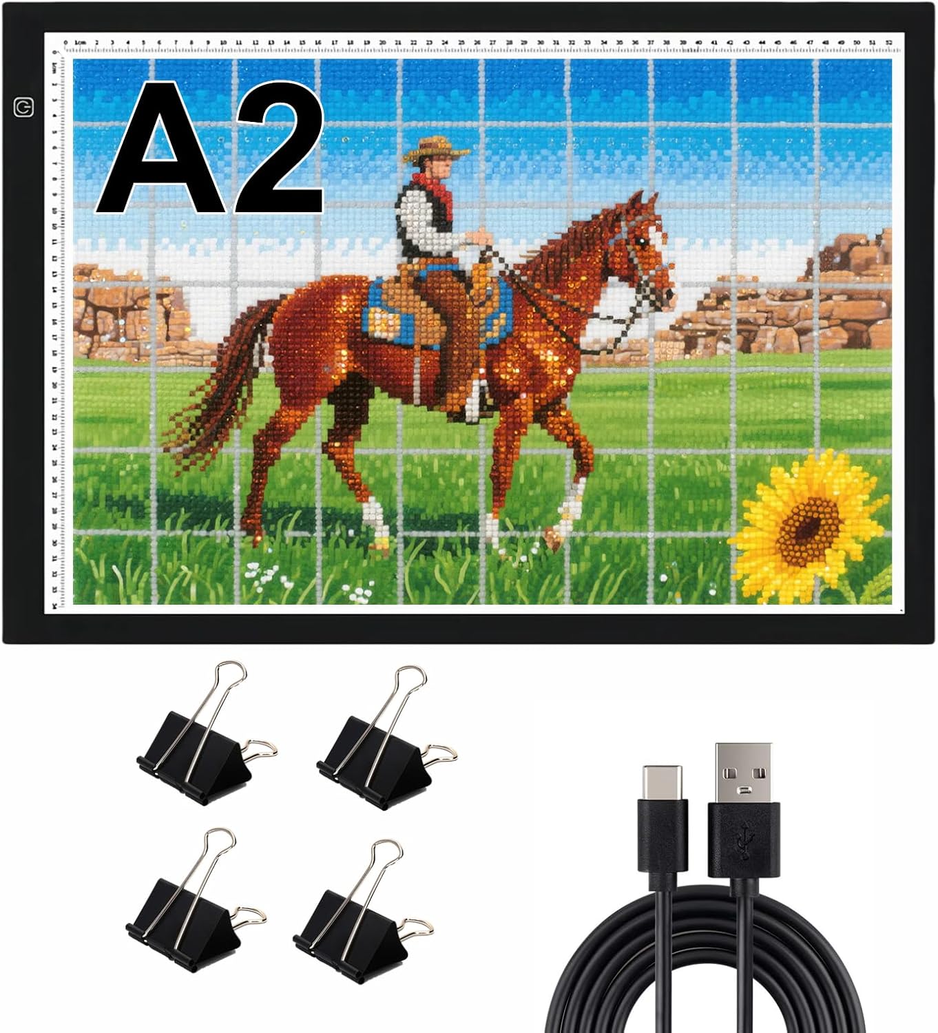 A2 Extra Large Tracing LED Light Pad for Diamond Art, Sketching, Painting - Adjustable Brightness, Sketching, Tracing - USB Powered DIY Diamond Art Light Box - No mesh No dot
