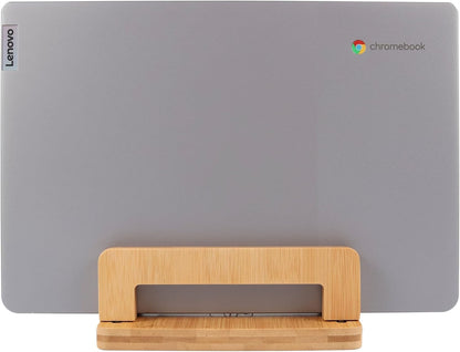 S&A WOODCRAFT 3 Slots Bamboo Wood Vertical Laptop Stand, Adjustable Wooden Laptop Holder, Non-Slip Laptop Dock Compatible with Apple MacBook, Microsoft Surface, Gaming Laptops, IPad, Tablets