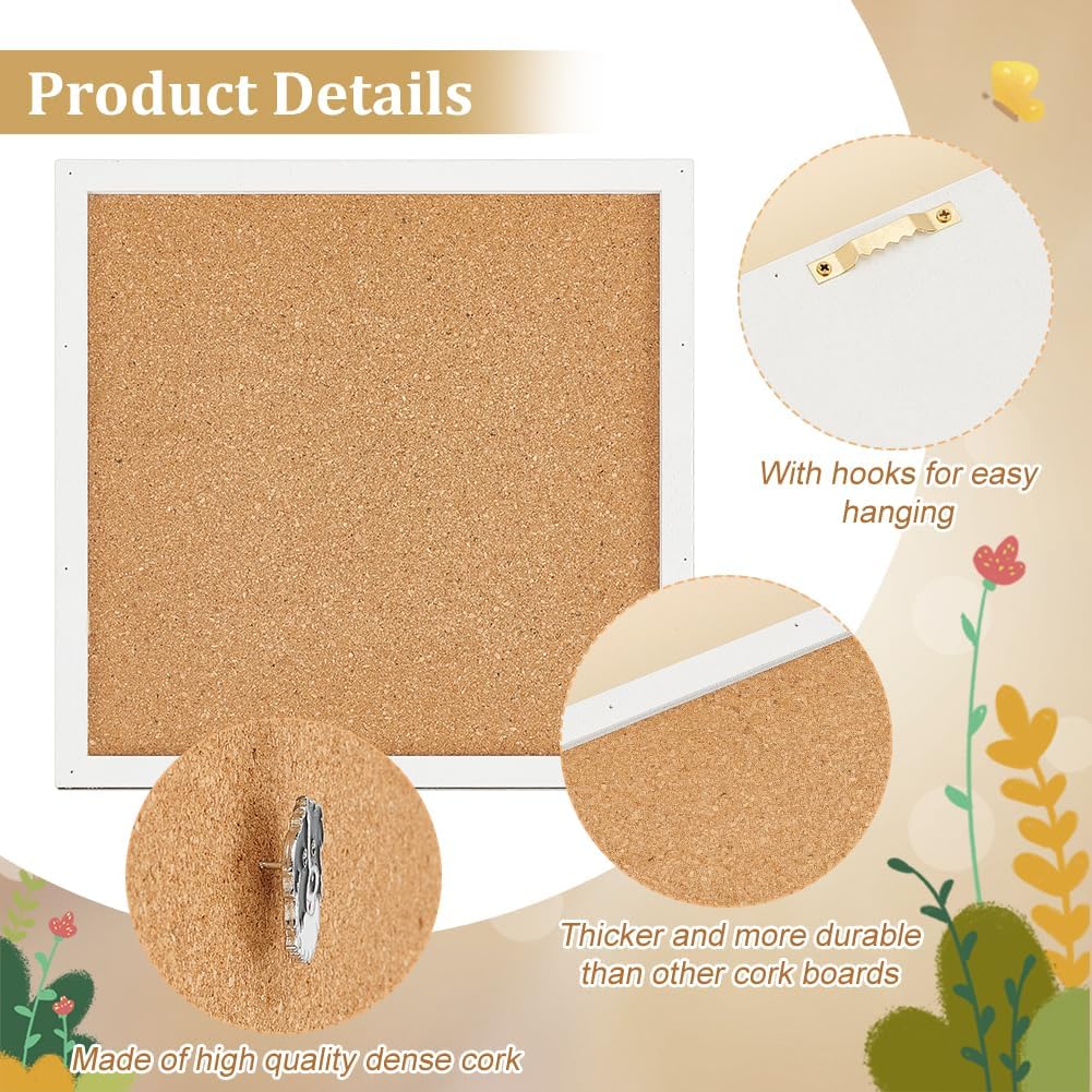 BENECREAT Pin Board Square Cork Board, 0.8inch Thick Bulletin Display Board Wall Mounted Cork Board for Brooch Pin Storage, Office Home Festival Wedding Decor, 7.8x7.8inch