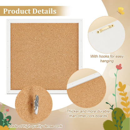 BENECREAT Pin Board Square Cork Board, 0.8inch Thick Bulletin Display Board Wall Mounted Cork Board for Brooch Pin Storage, Office Home Festival Wedding Decor, 7.8x7.8inch