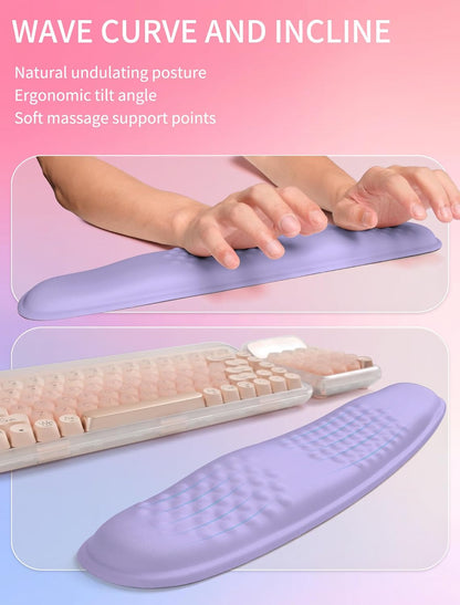 Hokafenle 2in1 Combination, Wave Keyboard Wrist Rest and Ergonomic Curvature Mouse Pad Wrist Support for Relieve Wrist Pain, Filled with Soft Cushion Memory Foam, Black