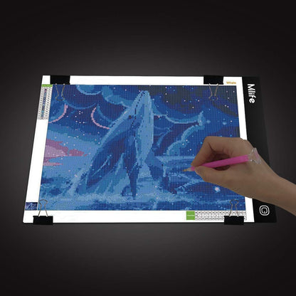 Mlife A2 LED Light Pad for Diamond Art Painting Light Board with 3 Brightness, Tracing Light Board with USB Cable & 4 Fasten Clips for Sketching, Animation, Drawing, Diamond Art Painting Supplies