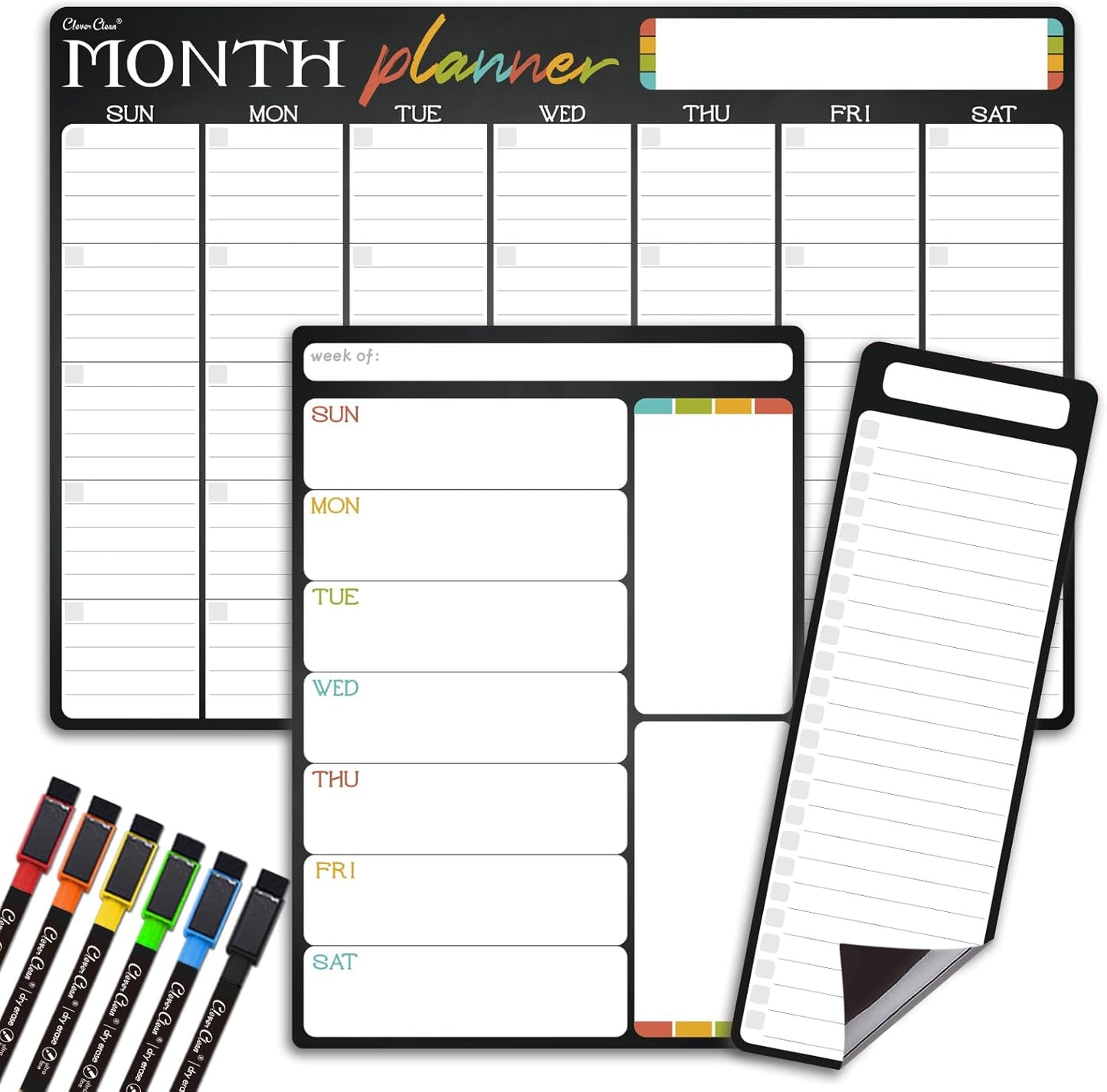 Magnetic Dry Erase List Board - 4"x12" Multifunctional List Board for Fridge - 6 Extra Fine Point Markers Included - Shipped Flat