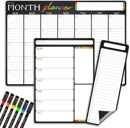 Magnetic Dry Erase List Board - 4"x12" Multifunctional List Board for Fridge - 6 Extra Fine Point Markers Included - Shipped Flat