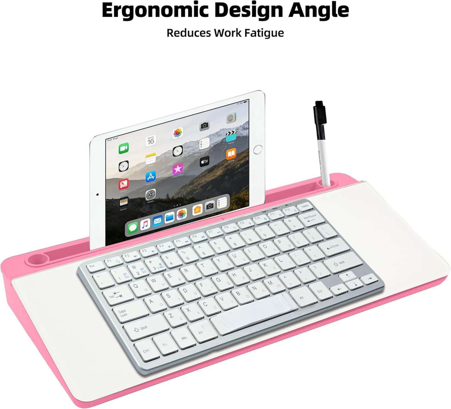 Desktop Whiteboard, Glass Dry Erase Board, Desk Board Buddy,Computer Keyboard Stand,Desk Whiteboard Organizer for Home,Office,School Supplies(White)