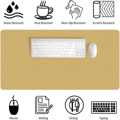 Bloss Leather Desk Pad and Keyboard Wrist Rest, Large Mouse Pad + Keyboard Pad+Mouse Wrist Support, Non-Slip Desk Mat Protector for Office, Home(31.5×15.7 Inches,Beige) - Colors A