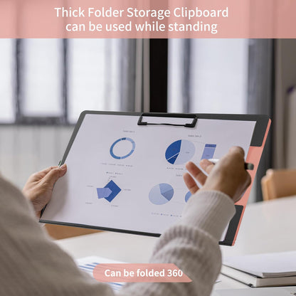 souG 4Pcs Clipboard Foldable,360°Cover Folder Clipboard Plastic Clipboards with Double Low Profile Clip,File Folder Storag Clipboards for A3 A4 Paper, Clip Boards for Office School Supplies (4 Colors)