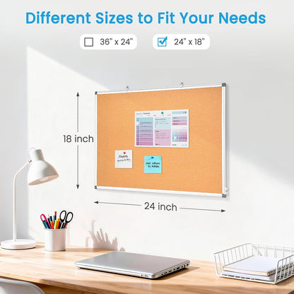 Weekly Dry Erase Calendar Whiteboard for Wall, 24" x 18" Double-Sided Weekly Planner White Board Cork Combo, Hanging & Wall Mount Week Bulletin Board with Notes for Home, Office, School, Kitchen