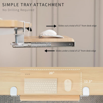 VIVO Large Keyboard Tray Under Desk Pull Out with Extra Sturdy C Clamp Mount System, 27 (33 Including Clamps) x 11 Inch Slide-Out Platform Computer Drawer for Typing, Black, MOUNT-KB05E