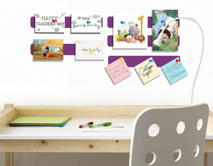 Felt Pin Board Bar Strips Bulletin Board for Bedrooms Offices Home Wall Decoration, Notice Board Self Adhesive Cork Board with 35 Push Pins for Paste Notes, Photos, Schedules