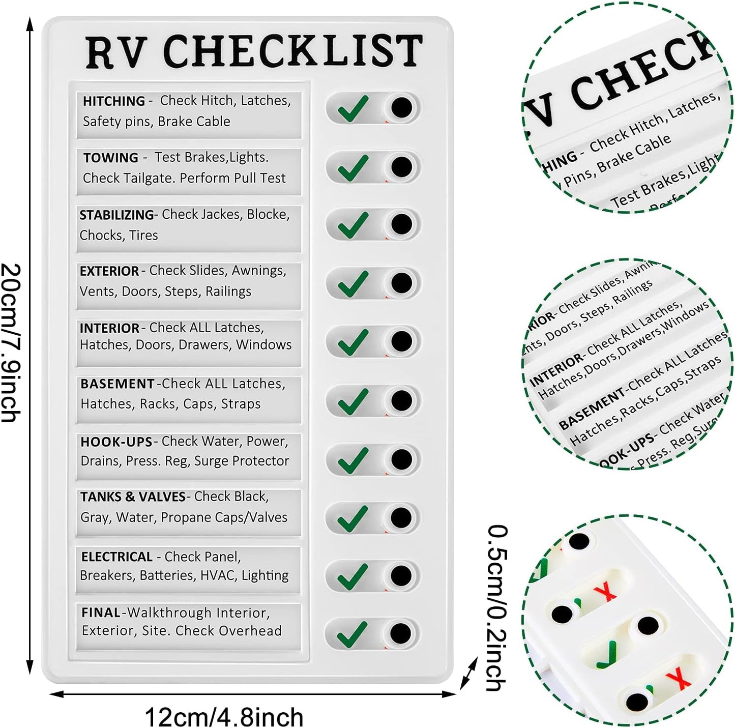 Zonon 2 Pack Rv Checklist Board to Do List Boards Plastic Chore Chart Memo Checklist Boards with Slider Portable Daily Affairs Detachable Schedule Planner for Home Office Check Items Accessories