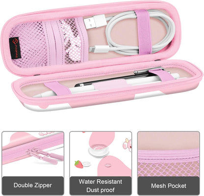 Fintie Holder Case for Apple Pencil Pro, Apple Pencil (USB-C / 1st / 2nd Generation), PU Leather Carrying Bag Sleeve Compatible with Pen, USB Cable, Samsung Stylus, Lilac Marble