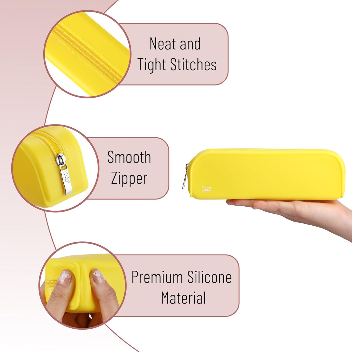 Mr. Pen- Silicone Pencil Case, Aesthetic Pencil Bag for Women, Makeup Pouch, Multifunctional Pouch for Stationery, Cosmetics and Electrical Goods Storage