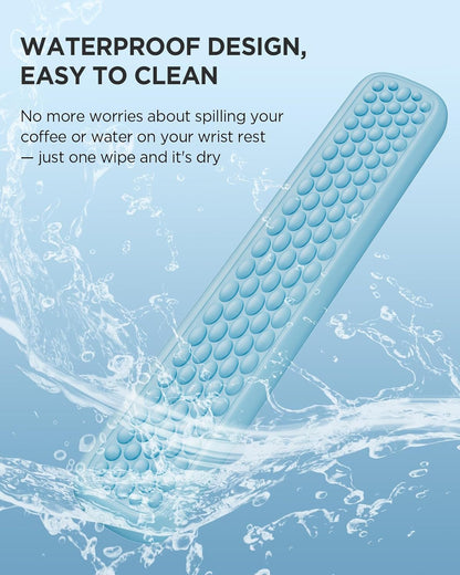 Lekvey Ergonomic Wrist Rest for Computer Keyboard - Memory Foam with Massage Points & Waterproof PU Leather Wrist Pad, Carpal Tunnel Support for Office/Gaming, Typing Pain Relief, Easy-Clean（Blue）