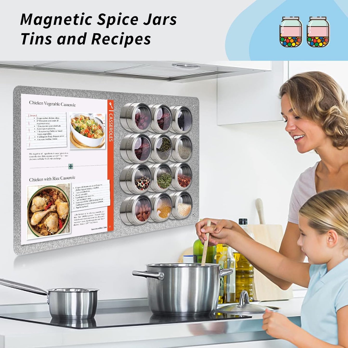 2Pack Magnetic Board,17.1" x 11.8" Magnet Display,for Magnets and Bulletin Board,Suitable for Wall, Refrigerator, Compartment, Cabinet etc,Comes with Dual Lock Tape for Easy Hanging (Silver)