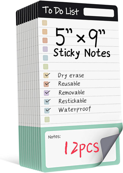 Dry Erase to Do List Sticky Notes| 8pcs Premium Daily Planner White Board| Chore Chart Checklist Notepad| Lined Task Todo Memo Pad| Removable Suitable for Home,Office,Refrigerator,Desk