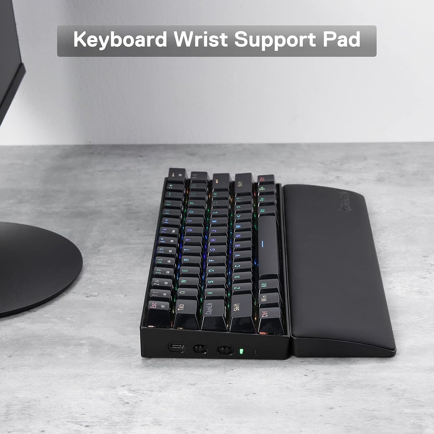 Redragon P037 Meteor L Computer Keyboard Wrist Rest Pad, Ergonomic Soft Memory Foam Wrist Support w/Anti-Slip Rubber Base, 100% 104 Keys Standard Size 17.12 x 2.87 in, 0.78 inch (20mm) Height, Black