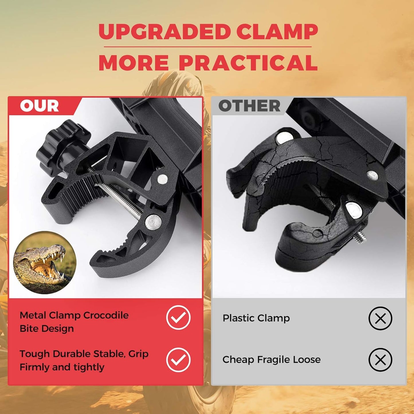 KEMIMOTO ATV Cup Holder, Upgraded Motorcycle Drink Holder Handlebar, Water Bottle Holder Mount with 0.6”-1.56” Metal Clamp for Scooter Bike Boat Stroller Wheelchair Golf Push Cart Tractor (1)