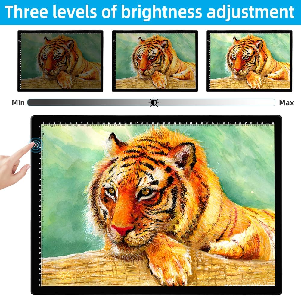 A4 LED Tracing Light Pad with Stand & 2 Clips, Ultra-Thin Portable Light Box for Tracing, Adjustable Dimmable Brightness Eye Care Type-C for Diamond Art, Sketching, Drawing, Artists Hobbyists