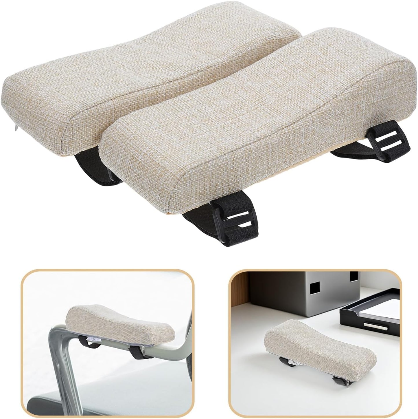 SEWACC 2pcs Office Chair Armrest Pads Adjustable Ergonomic Armrest Cushion for Gaming Desk Chairs - Washable Elbow Pillow with Non-Slip Strap for Home Office
