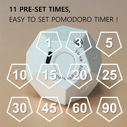 Cube Pomodoro Timer - Flip to Start Countdown, Rechargeable Mini Productivity Timer for Study, Office, 11 Preset Times, Silent/Vibration, Time Management Tool for Kids & ADHD (White)