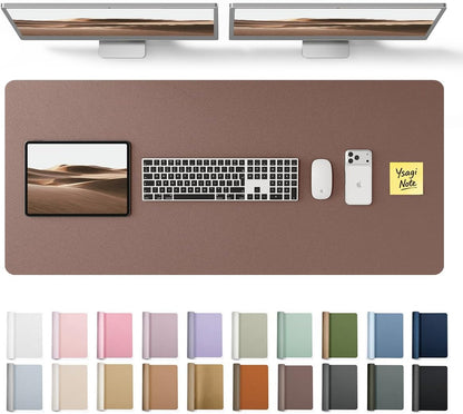 YSAGi Leather Desk Protector, Office Mat, Large Mouse Mat, Non-Slip PU Leather Blotter, Laptop Desk Mat, Waterproof Writing Pad for Office and Home (Black, 31.5" x 15.8") - Colors B