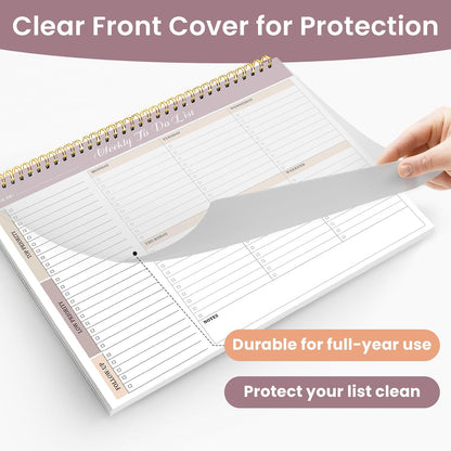 Weekly To Do List Notepad with 52 Undated Sheets（8.5"×11"）- Undated Weekly Planner Notepad for Office Desk Accessories and Supplies - Midnight Lilac